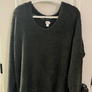 Stars Above Cozy Yarn Pullover Sweater in Dark Grey